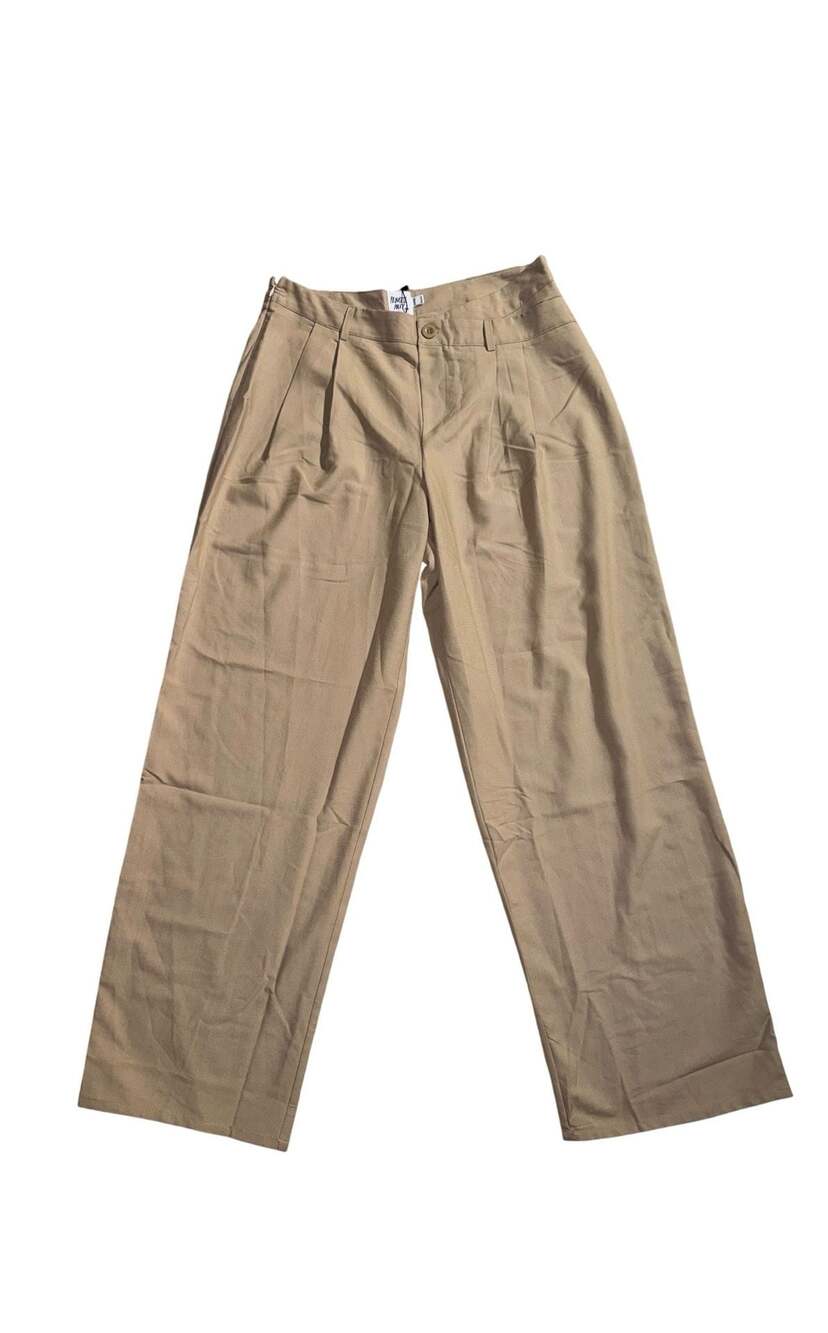 Princess Polly Asymmetric Waistband Wide Leg Pants in Beige